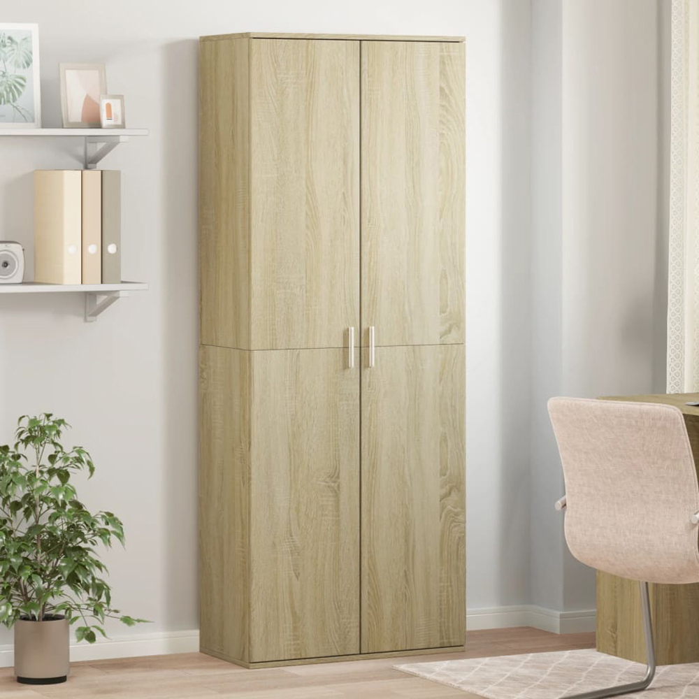 vidaXL 2 Door Sonoma Oak High Cabinet Image 1