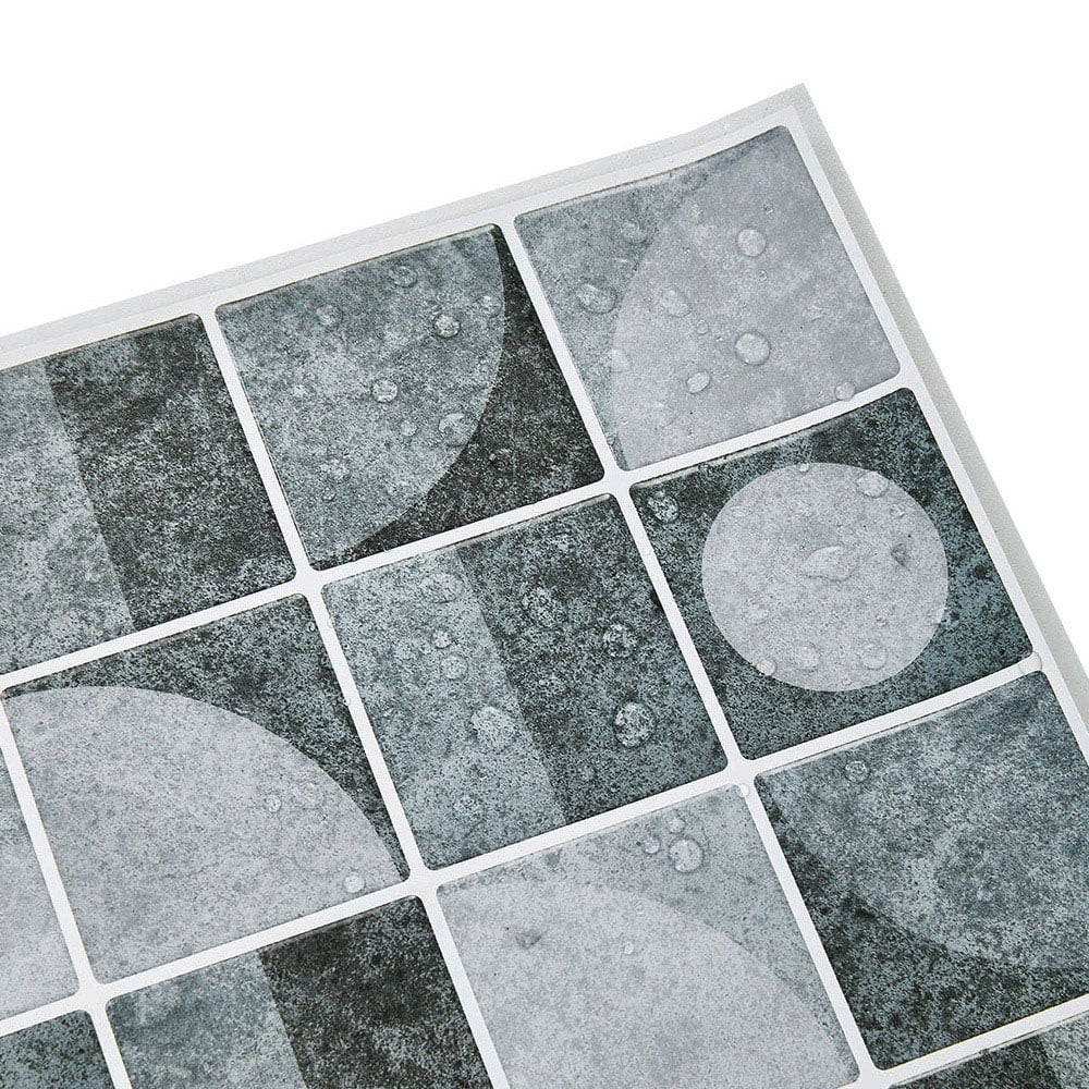 Living and Home Geometric Retro Grey Peel and Stick Wall Tile Sticker 10 Pack Image 7