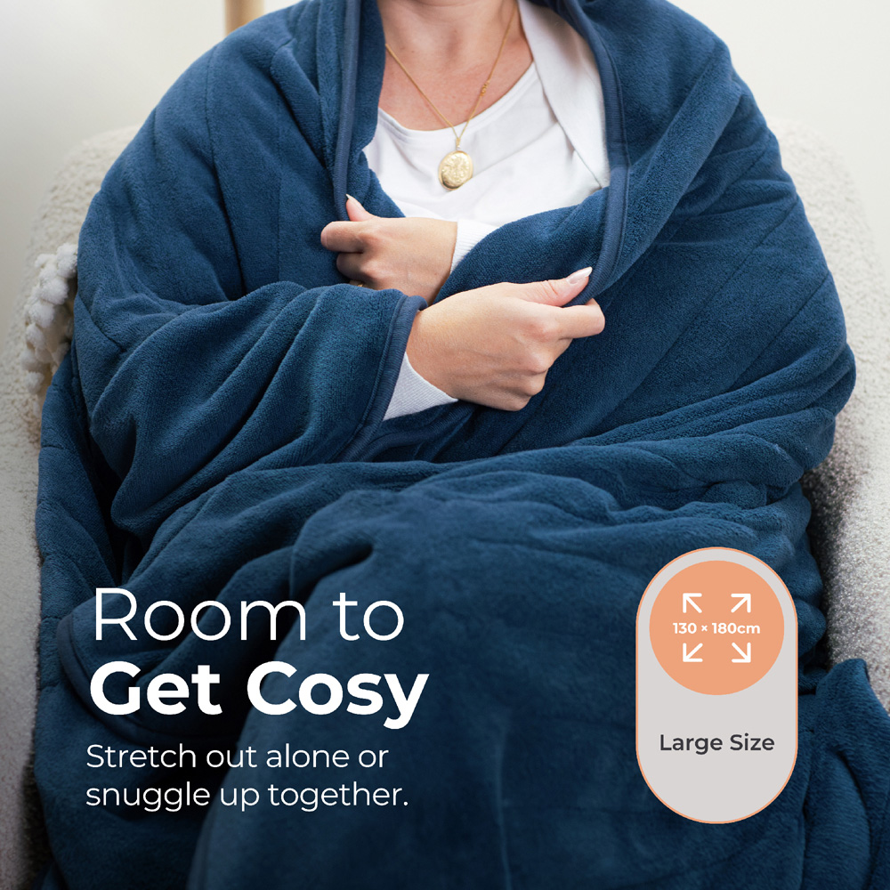 Abode Blue Microfleece Heated Throw 130 x 180cm Image 6
