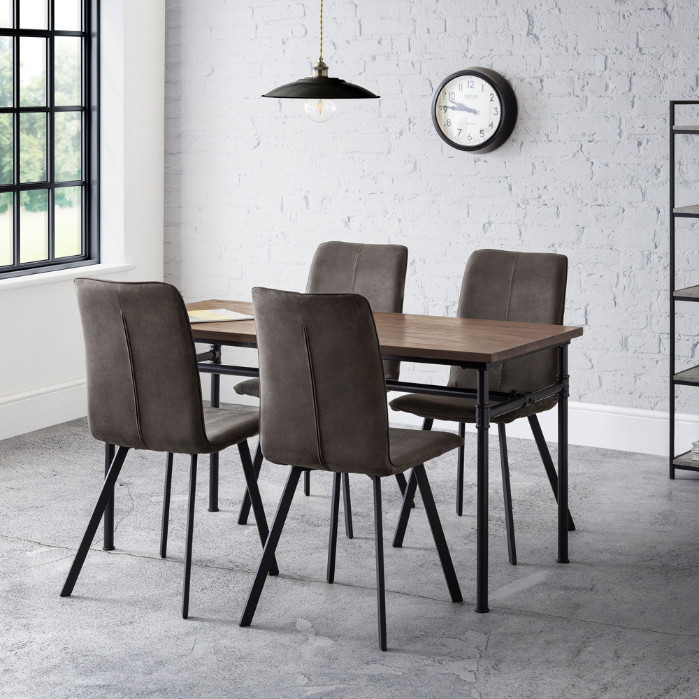 Julian Bowen Monroe Set of 2 Charcoal Grey and Black Dining Chair Image 6