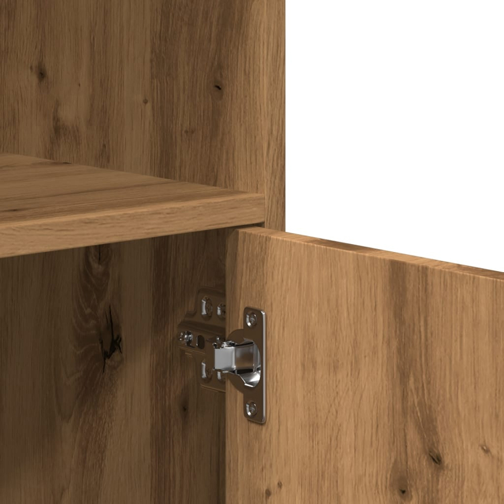 vidaXL 2 Door Single Shelf Artisan Oak Rolling Cabinet with Wheels Image 8