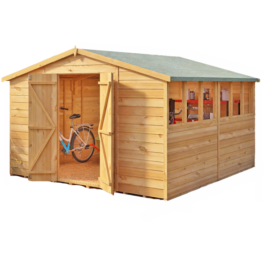 Shire 10 x 10ft Double Door Dip Treated Overlap Apex Shed Image 2