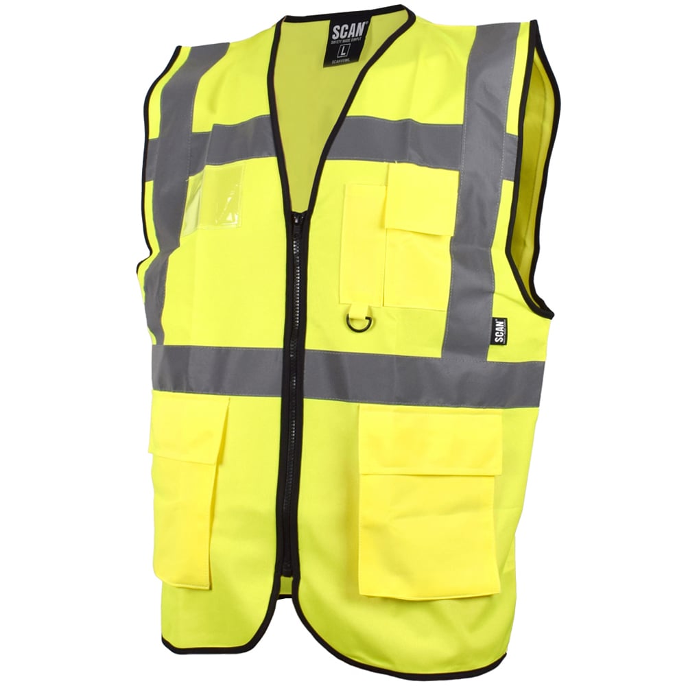 Scan High Visibility Utility Waistcoat Large Yellow Image 1