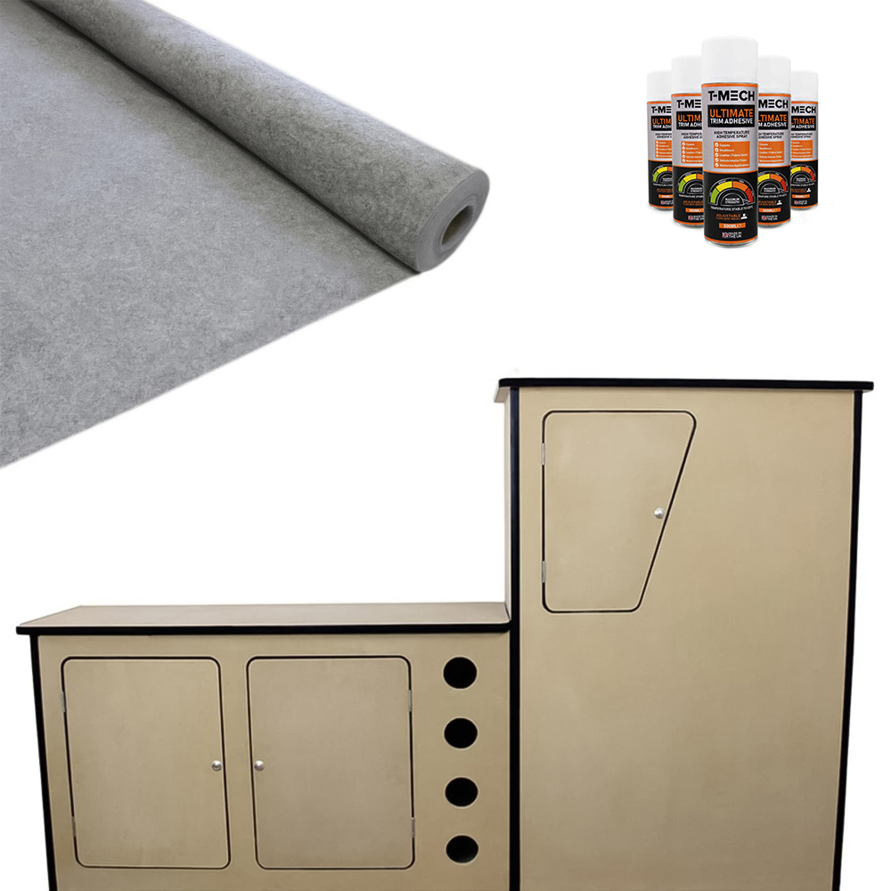 Monster Shop 11m2 Smoke Grey Van Lining and Glue with Camper Kitchen Image 1