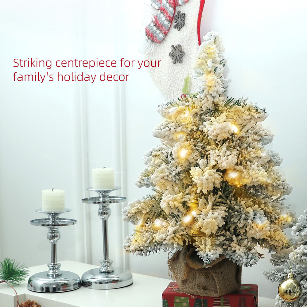Everglow Snow Flocked Tabletop Mini Artificial Christmas Tree 1.5ft 2 Pack Image 4