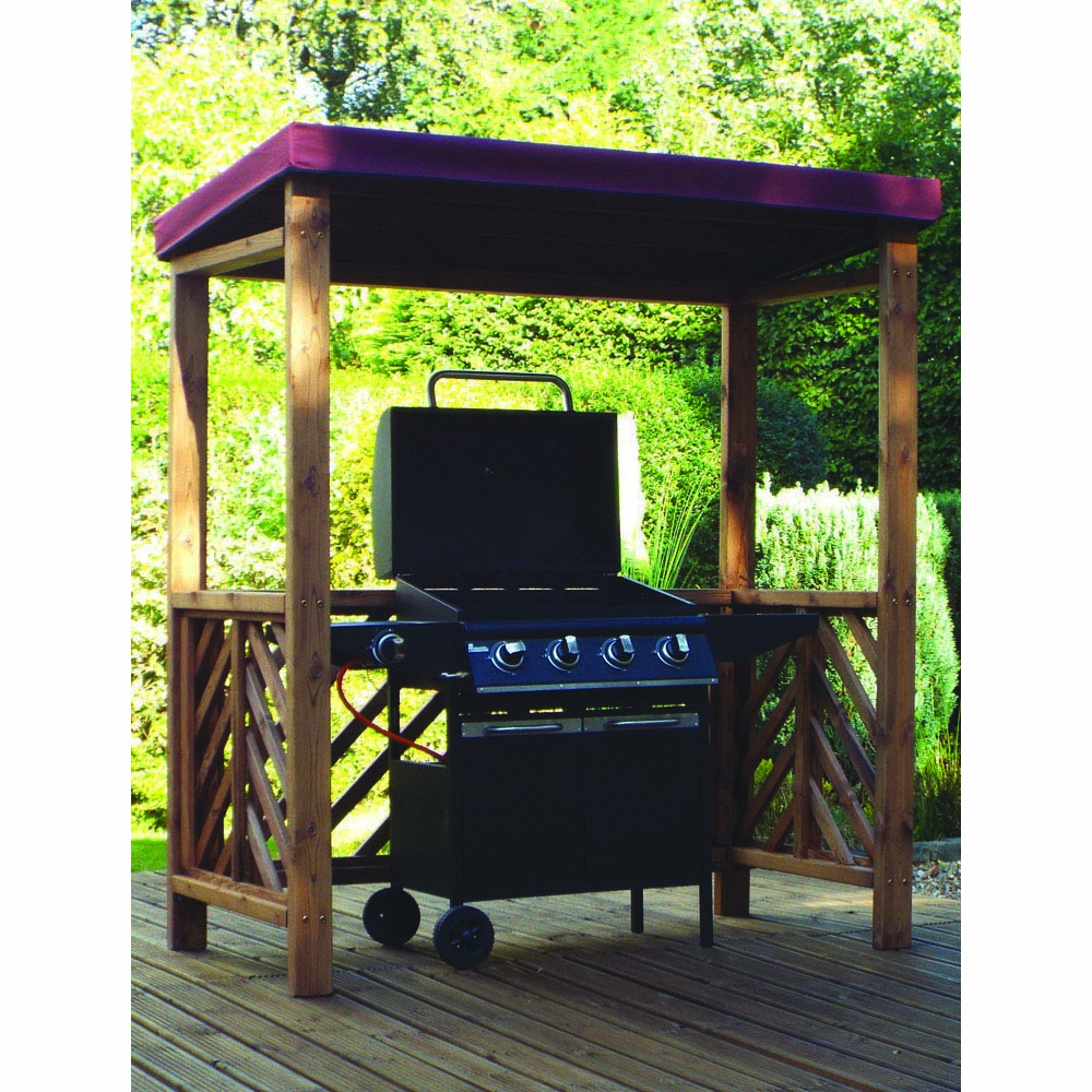 Charles Taylor Dorchester BBQ Shelter with Burgundy Roof Cover Image 2