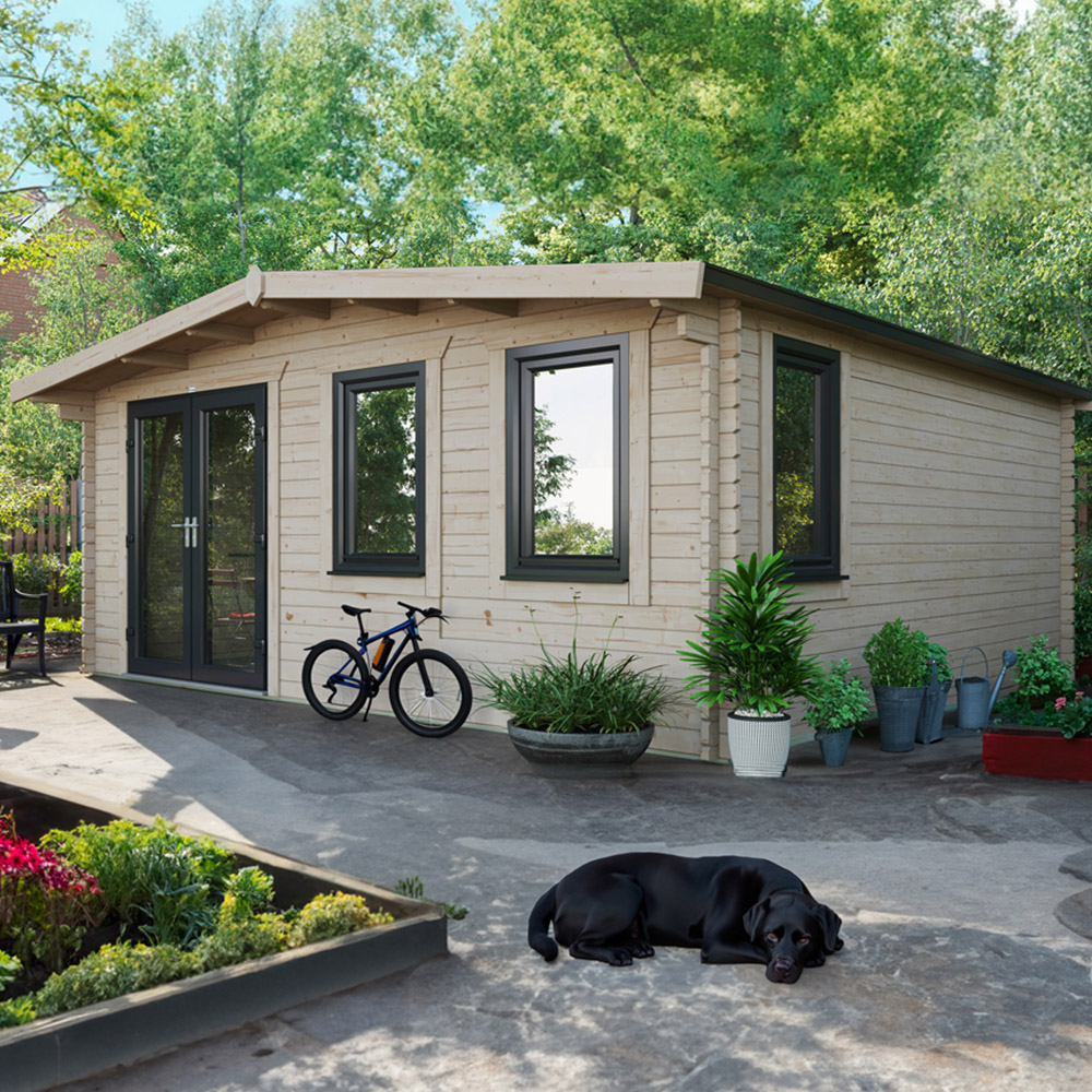 Power Sheds 18 x 18ft Left Double Door Chalet Log Cabin Image 2