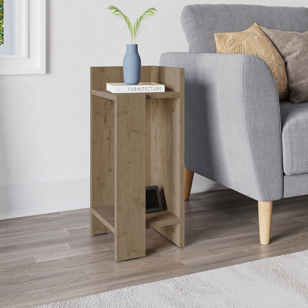 Decortie Elos 2 Shelf Oak Effect Right Module Bedside Table Image 4