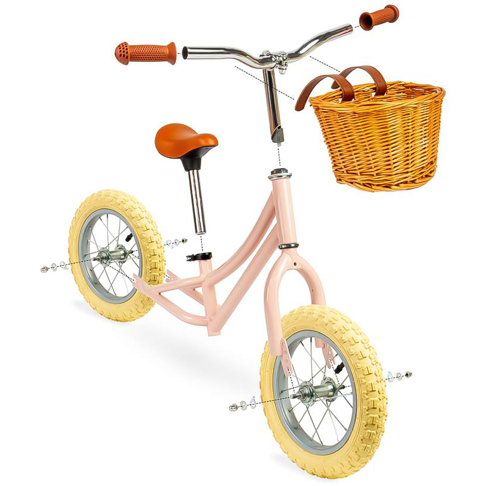Bigjigs Toys Kids Pink Balance Bike with Basket Image 2