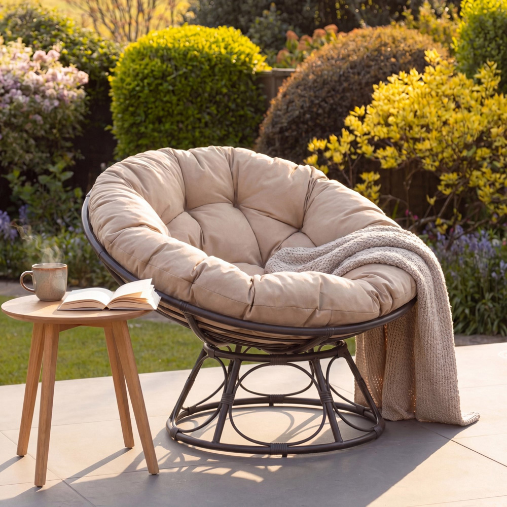 Artemis Home Amara Grey Swivel Papasan Chair with Cushion Image 2