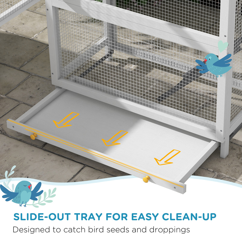 PawHut Grey Bird Cage with Stands Image 4