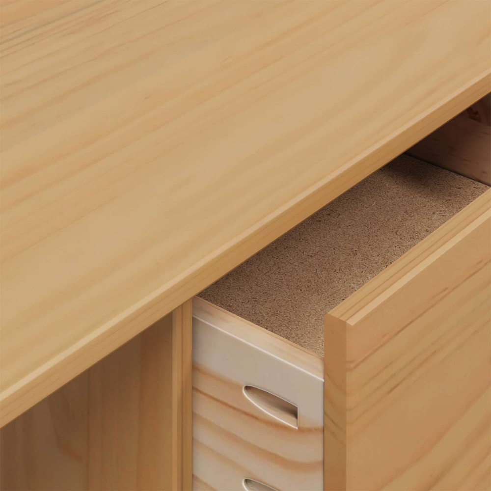 vidaXL Hill 3 Drawer Compact Pine Wood Home Desk Brown Image 7