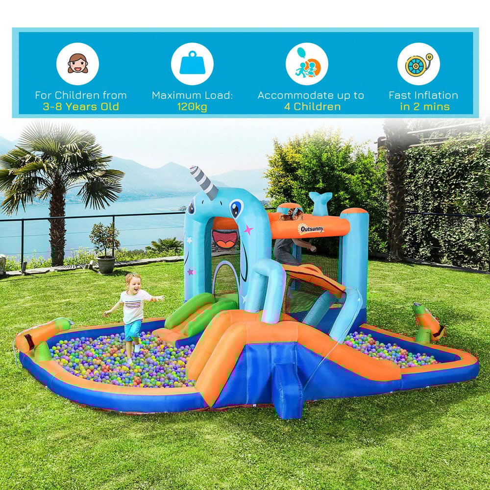 Outsunny Kids 5 in 1 Inflatable Bouncy Castle with Climbing Wall Image 5