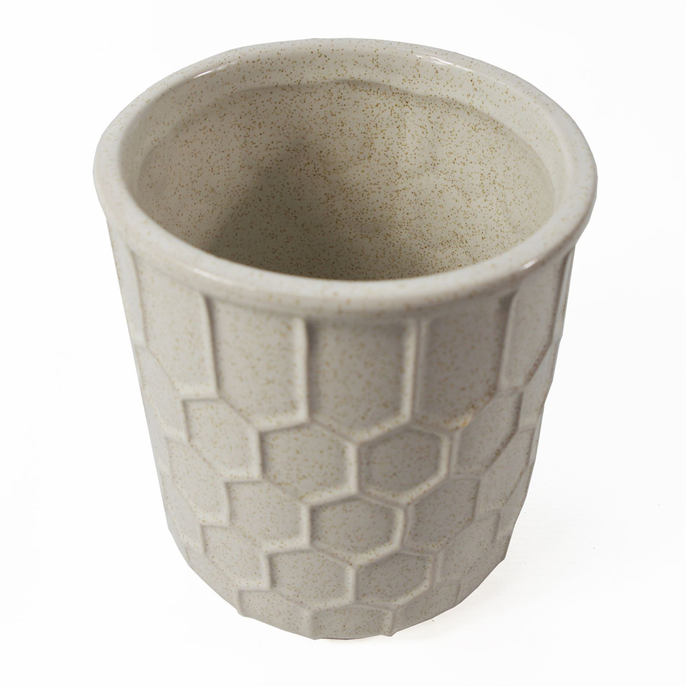 Leaf White Honeycomb Ceramic Planter 16cm Image 4