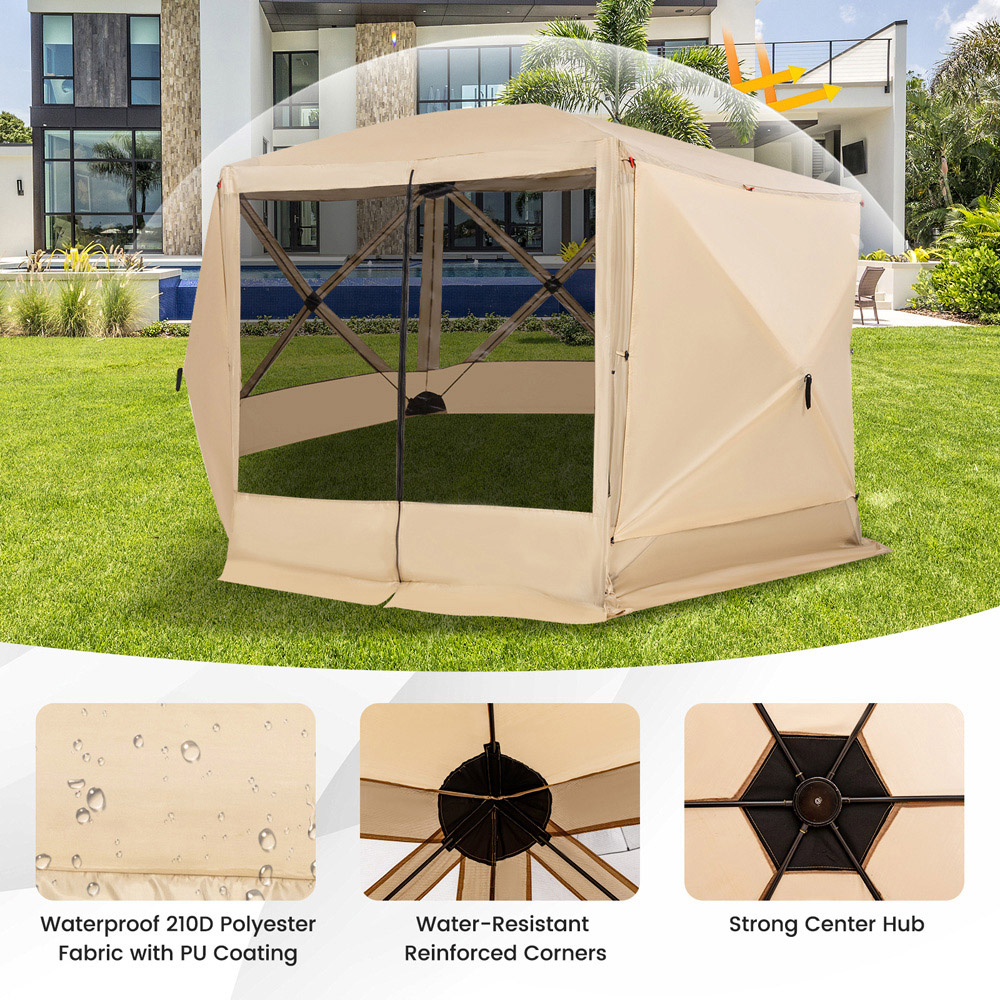 Costway 3.4 x 3.4m Coffee Camping Gazebo Image 4