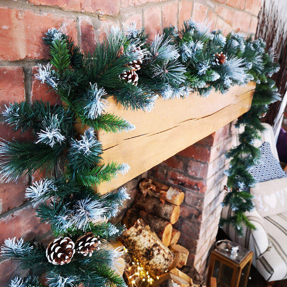 Samuel Alexander Frosted Glacier Christmas Garland with Pine Cones 270cm Image 2