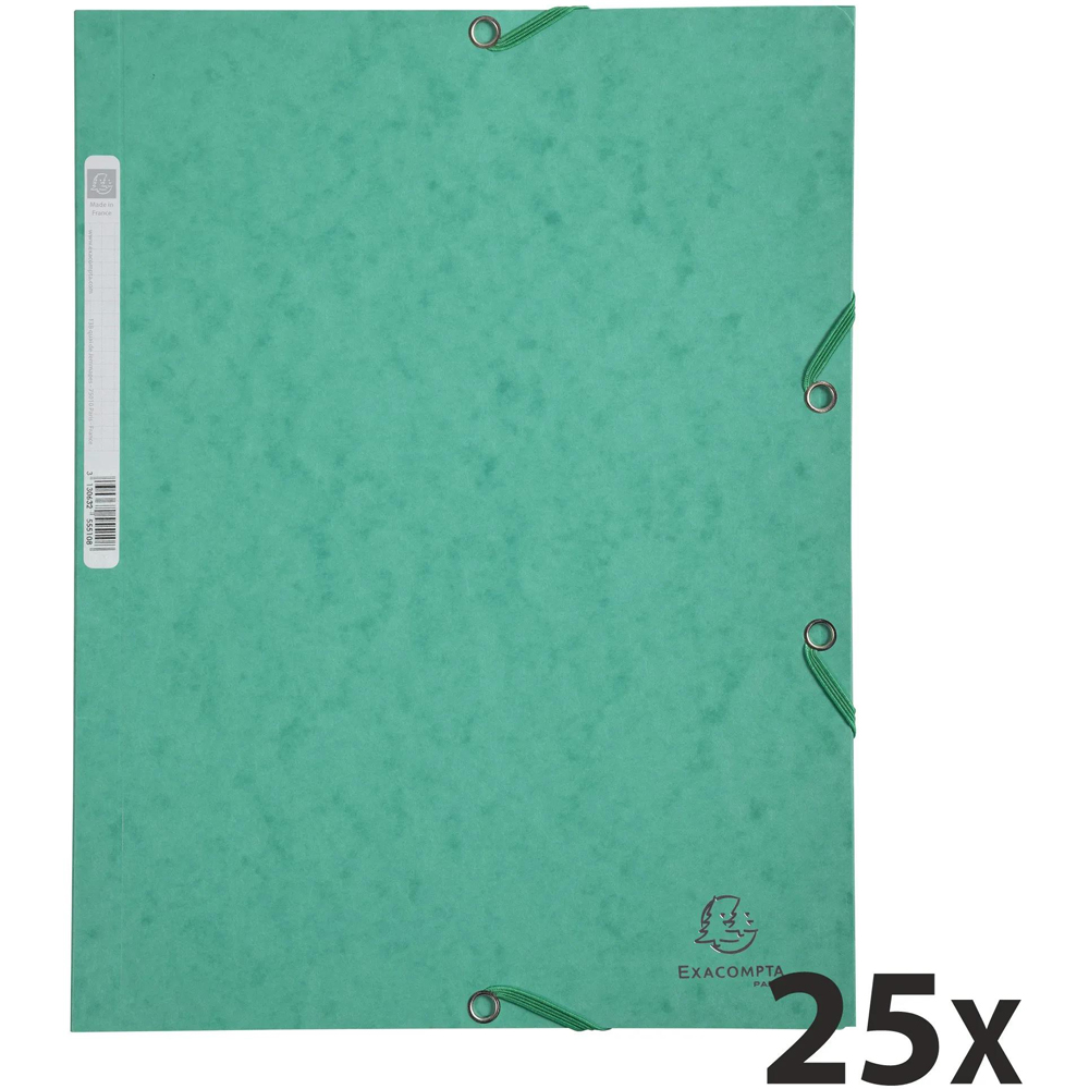 Exacompta A4 400gsm Green Elasticated 3 Flap Folder 25 Pack Image 7