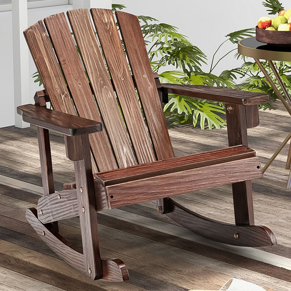 Costway Coffee Patio Adirondack Rocking Chair with High Backrest Image 1