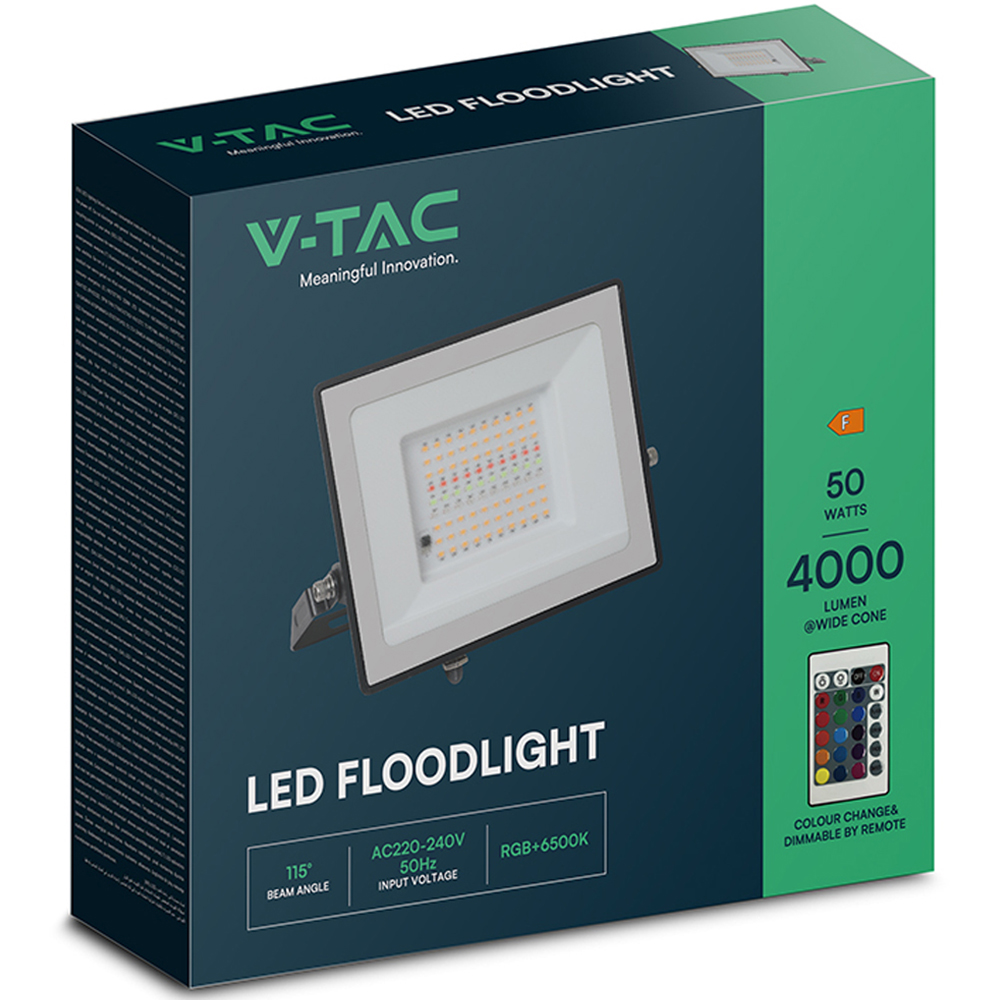 V-TAC 50W RBG and White LED Colour Changing Floodlight Image 3