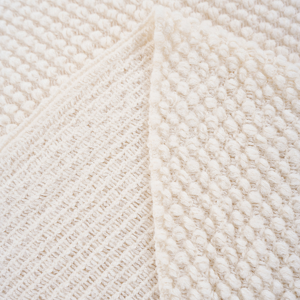 Living and Home Beige Popcorn Knit Throw Blanket with Tassels 130 x 170cm Image 5