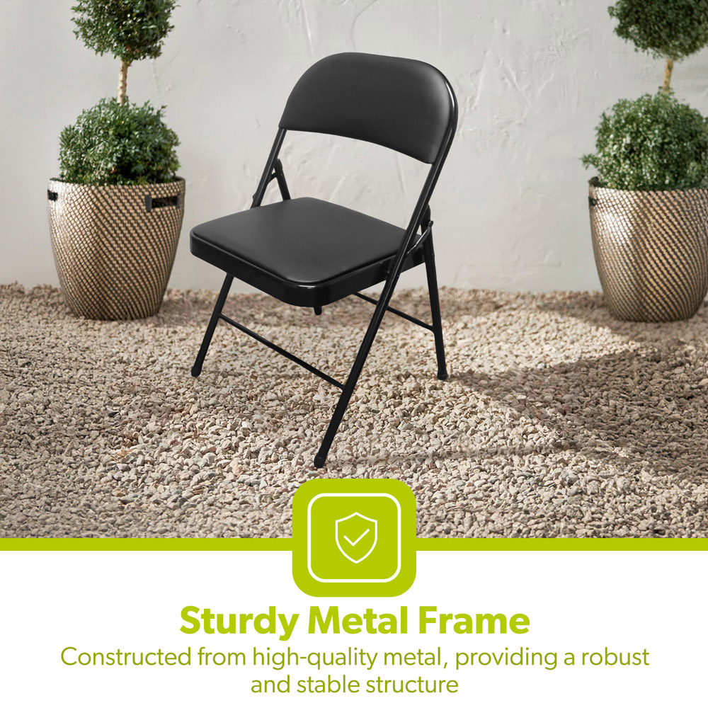 Royalford Black Padded Foldable Metal Dining Chair Image 7