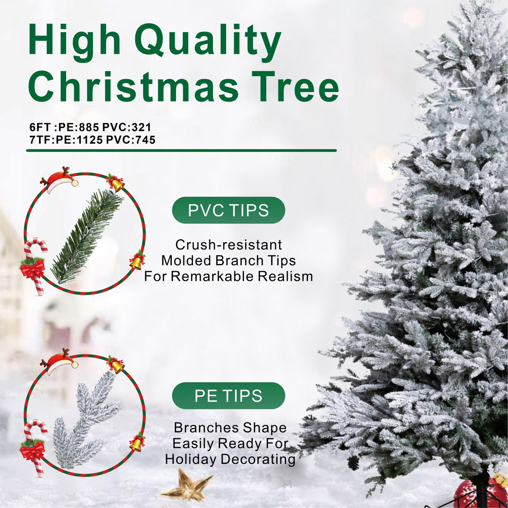 Abrihome 620 Warm White LED Pre-Lit Noble Fir Snow Covered Artificial Christmas Tree 8ft Image 5