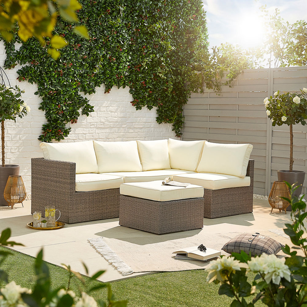 MMT Furniture Designs 6 Seater Grey Rattan L Shaped Patio Corner Sofa Set Image 6