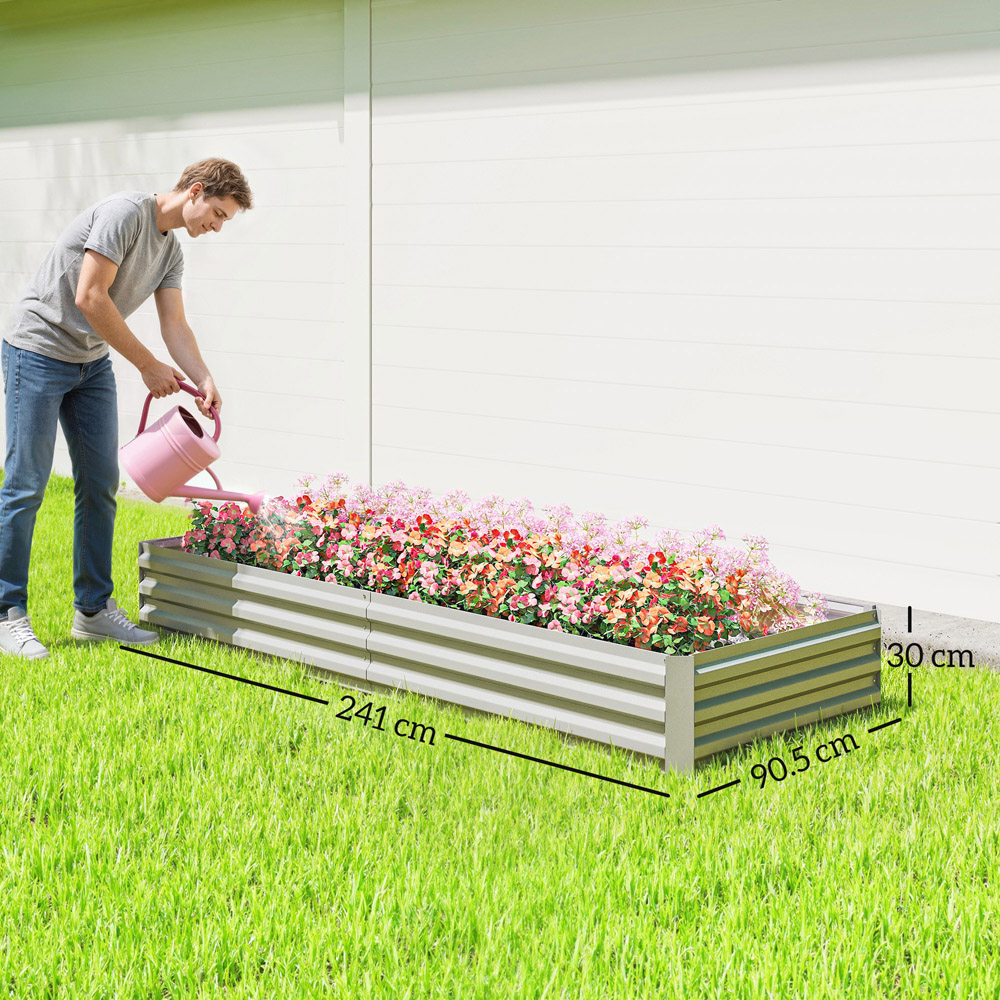 Outsunny Galvanised Raised Silver Metal Planter Box Image 9