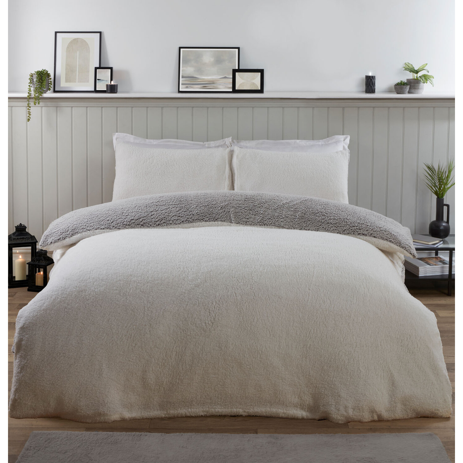 Jasper Marl Fleece Duvet Cover and Pillowcase Set - Grey / Double Image 2
