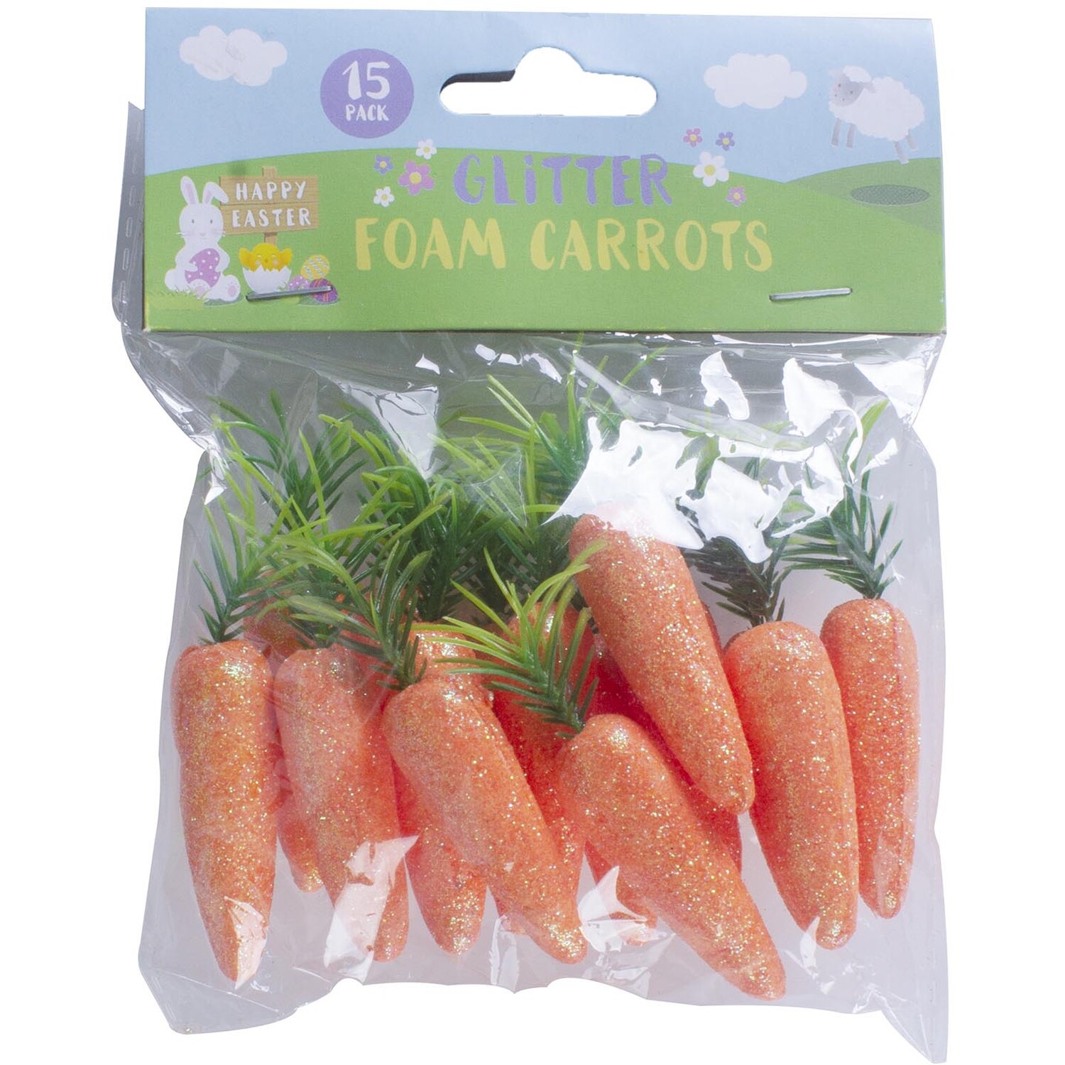 Glitter Foam Carrots 15 Pack Image