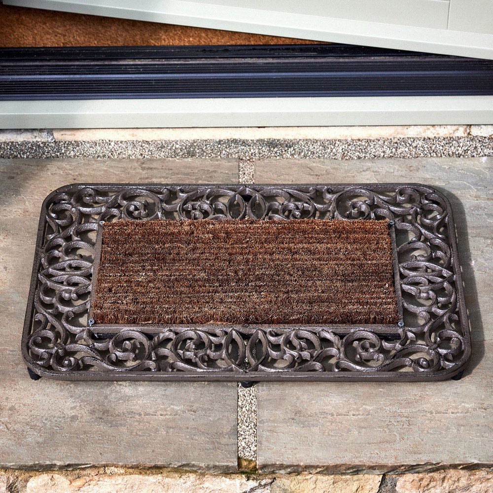 Dibor Cast Iron and Coco Fibre Door Mat with Rounded Corners 62 x 41cm Image 2