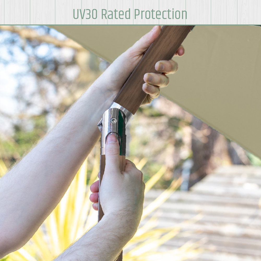 Gardenkraft Beige Crank and Tilt Wooden Parasol 2.7m Image 8