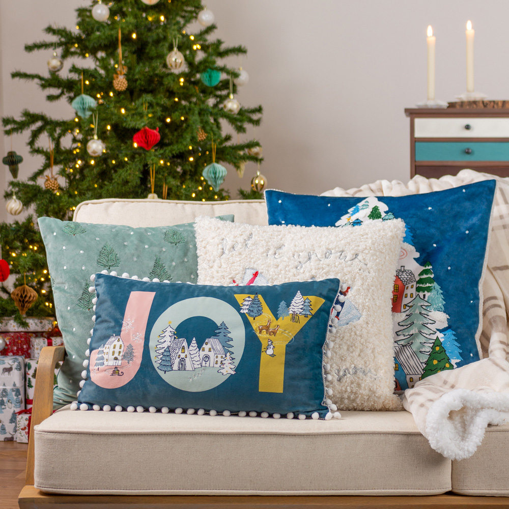 Furn Evergreen Green Classic Tree Embroidered Cushion 43 x 43cm Image 6