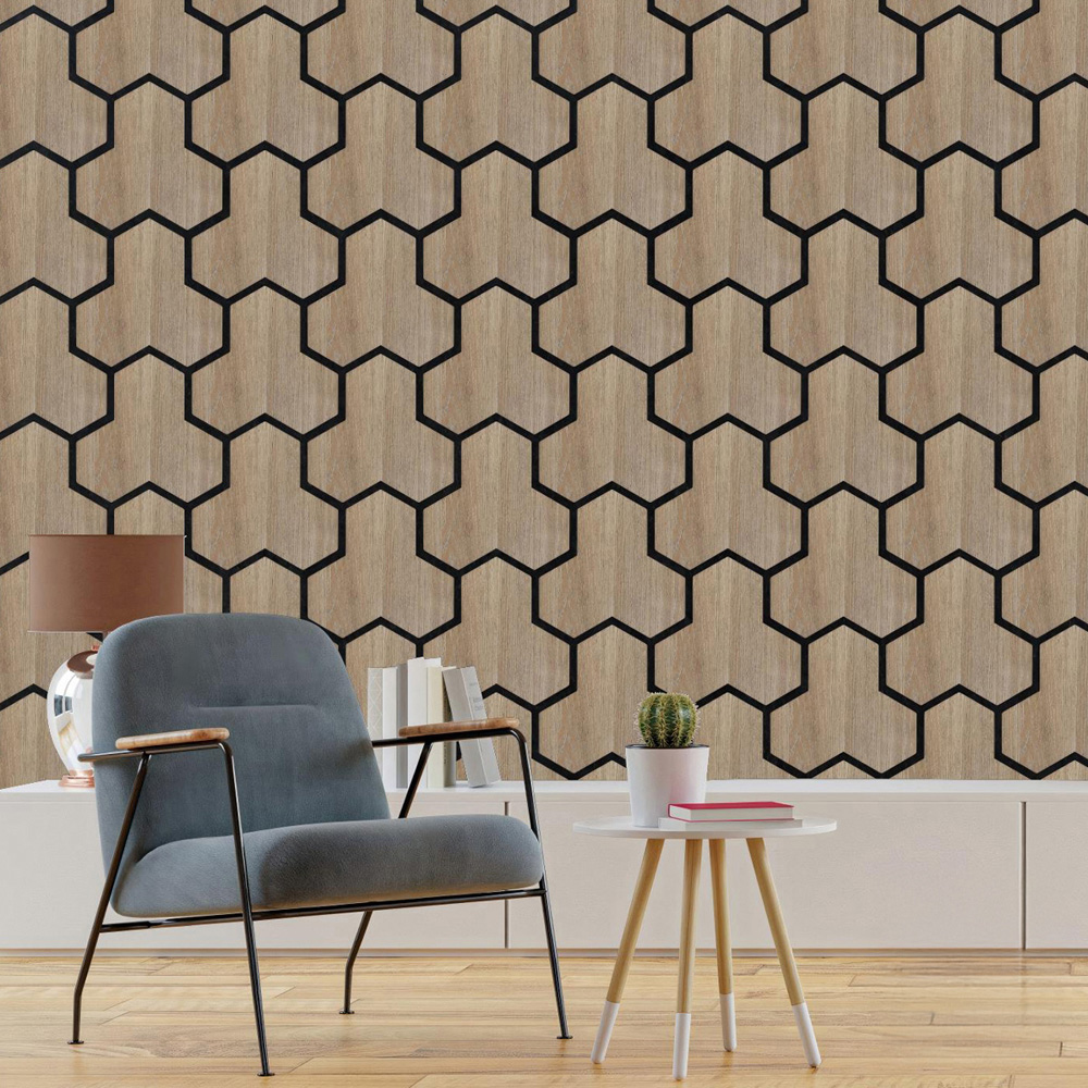 Britwall Geometric Wooden Hexagon Acoustic Panel 620 x 800mm Image 1