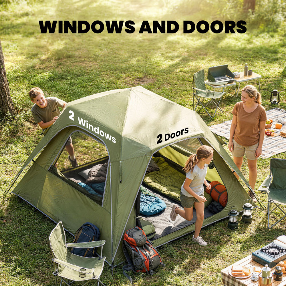 Outsunny 3-4 Person Waterproof Pop-Up Camping Tent Green Image 7
