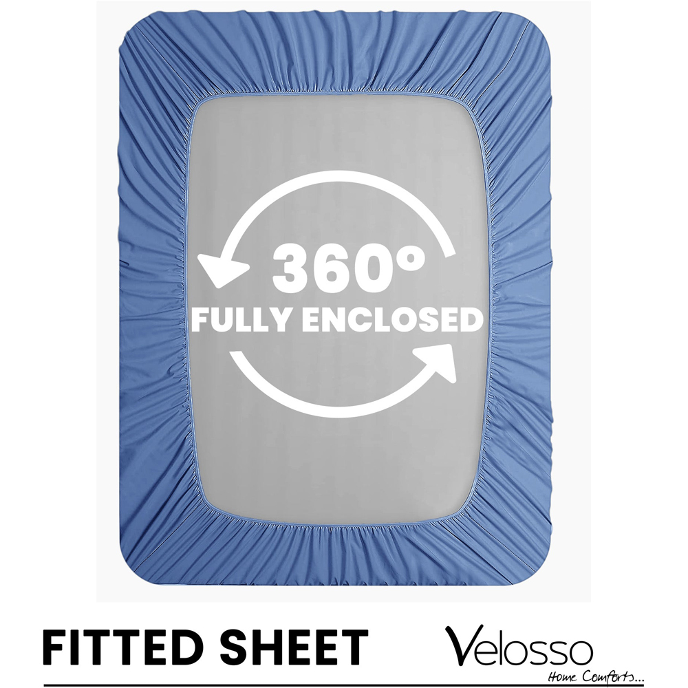 Velosso Microfibre Super King Size French Blue Fitted Sheet Image 3