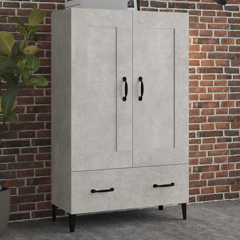 vidaXL 2 Door Single Drawer Concrete Grey Highboard Image 1