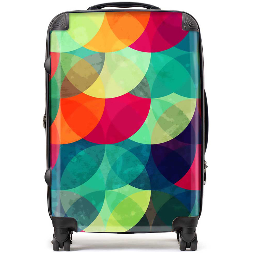 Warren Reed Designer Medium Colourful Grunge Circle Pattern Suitcase Image 1