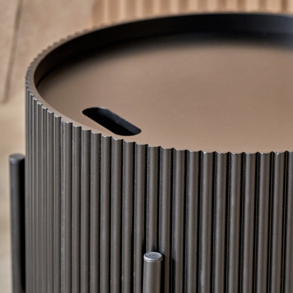 Pacific Lifestyle Henderson Black Wood and Black Metal Storage Side Table Image 3