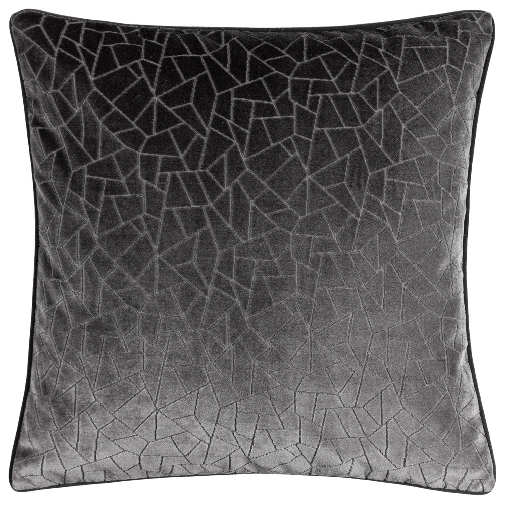 Hoem Malans Stargazer Grey Cut Velvet Piped Cushion Image 1