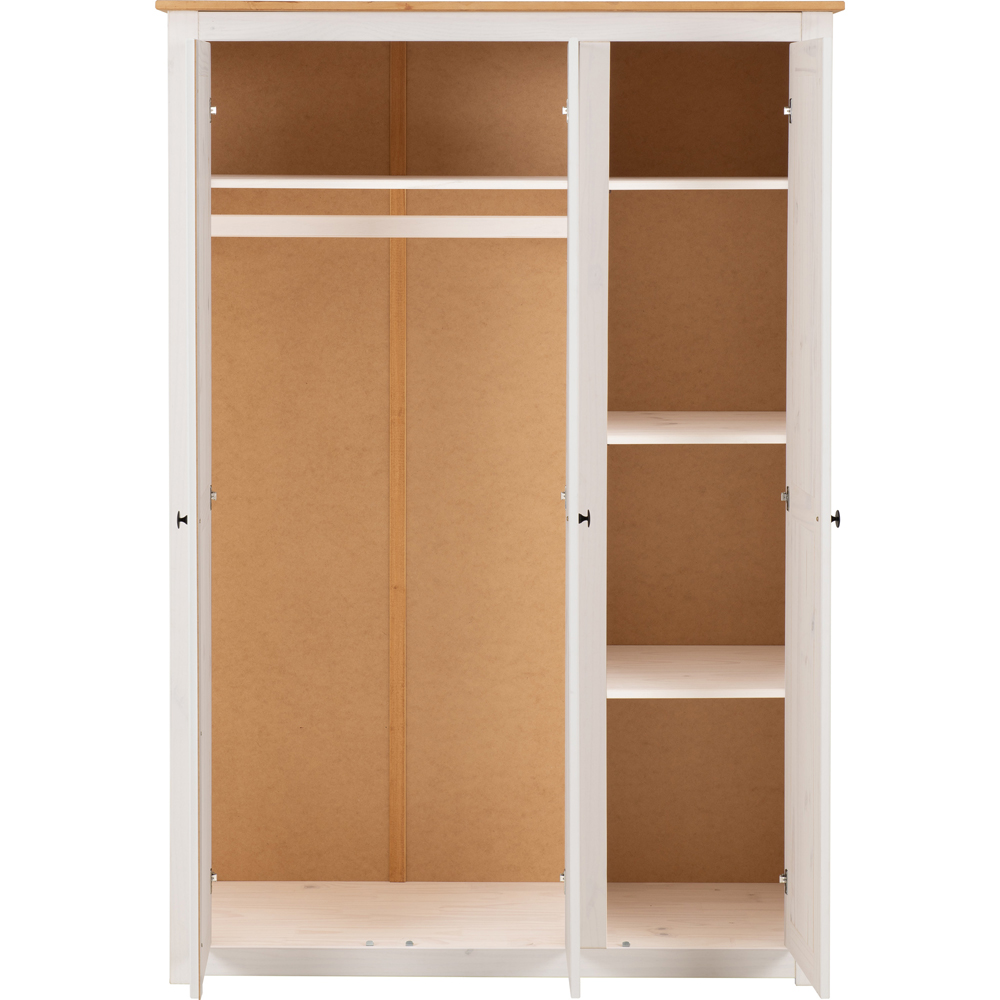 Seconique Panama 3 Door White and Natural Wax Wardrobe Image 4