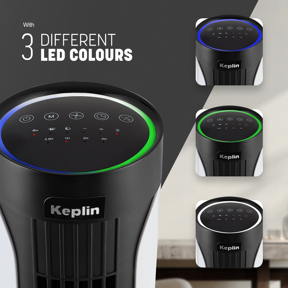 Keplin White 3 Speed Portable LED Tower Fan with Remote Control 13 inch Image 4
