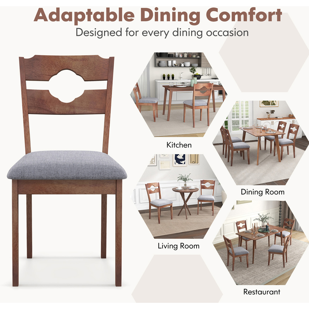 Costway Set of 2 Brown Fabric Dining Chairs Image 7