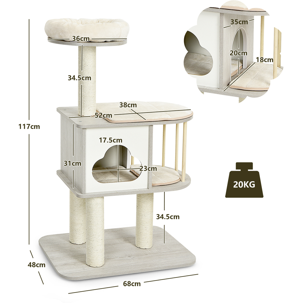 Costway Grey Platform Wooden Cat Tower Image 9