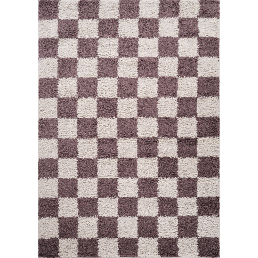 Desire Rugs Chester Lilac Shaggy Checkered Rug 160 x 230cm Image 1