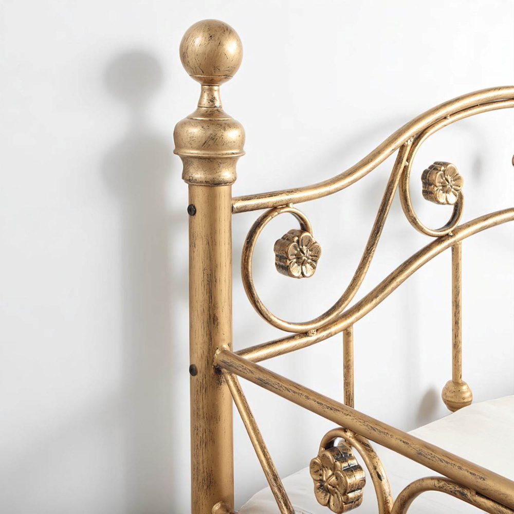 OAT Home Mayfair Single Antique Brass Effect Metal Day Bed Image 5