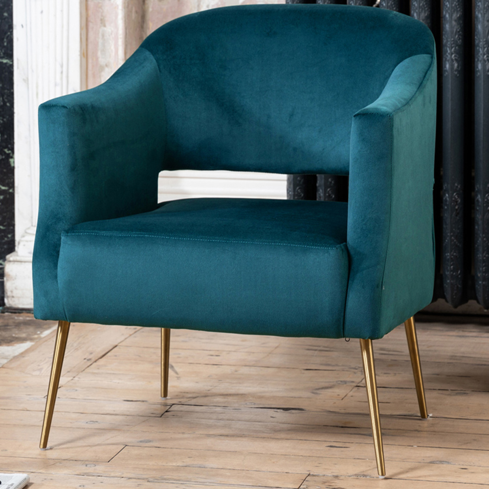 Artemis Home Hobson Teal Velvet Accent Chair Image 1