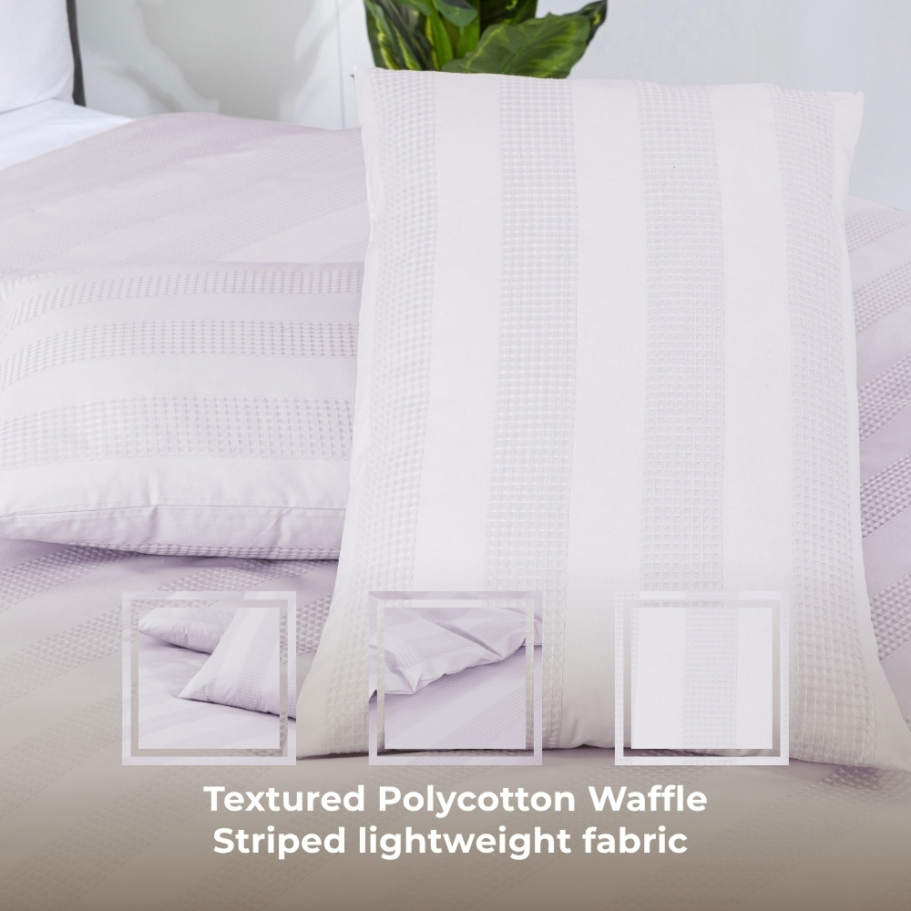 MHG Living Super King Size Berries Dobby Waffle Striped Duvet Set Image 3