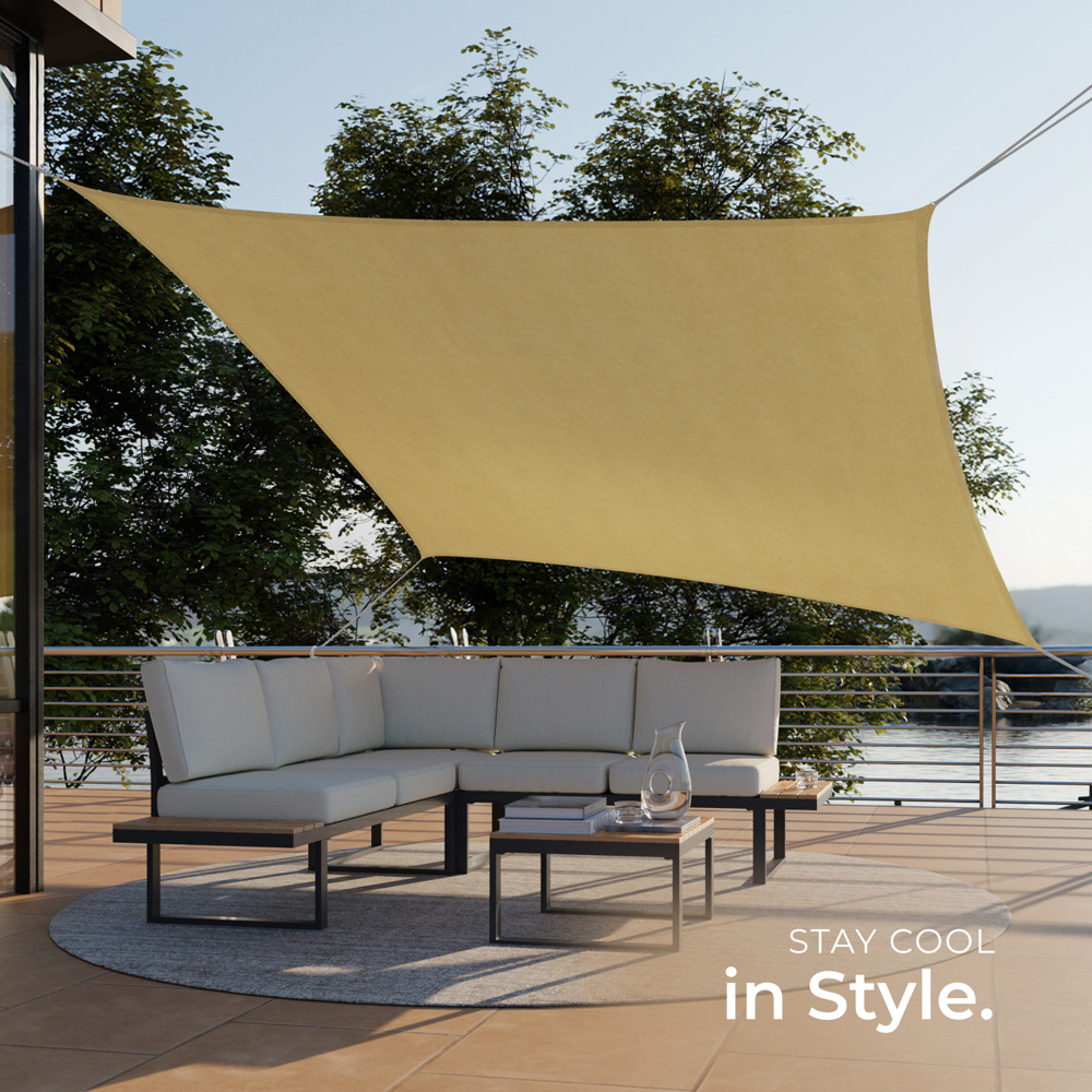tectake Sonny Sand Water-Resistant Sun Shade Sail 300 x 400cm Image 7