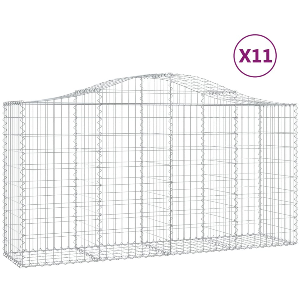 vidaXL Silver Galvanised Iron Arched Gabion Basket 200 x 50 x 100/120cm 11 Pack Image 2